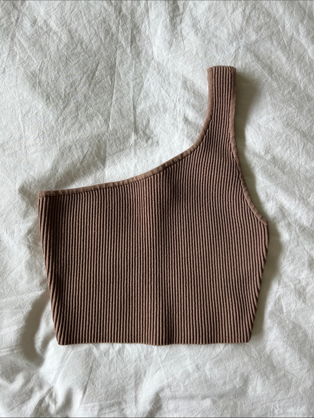 Babaton Sculpt Knit One Shoulder Ribbed Crop Top